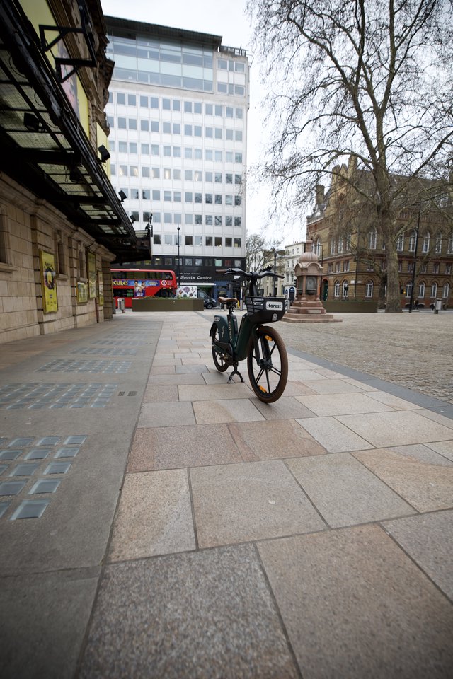 Solitary E-Bike in Empty London Plaza