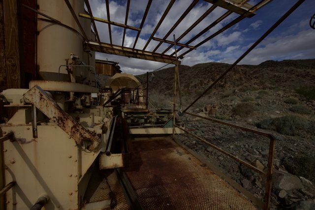 Rusty Factory Machine on Hillside