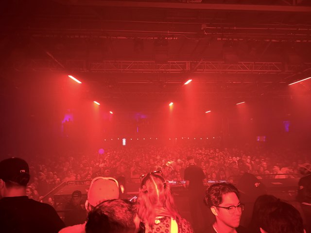 Skrillex and Four Tet Concert in Red Stage Lighting
