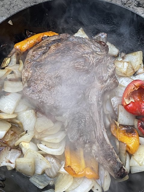 Sizzling Mutton Steak with Sauteed Vegetables