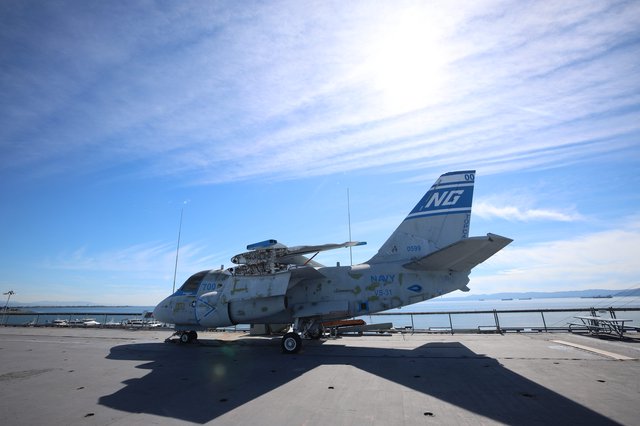 US Navy S-3 Viking Aircraft on USS Hornet Deck