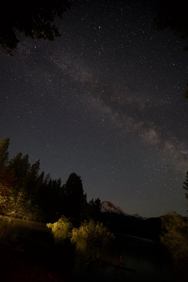 Milky Way Arches Over Mount Lassen at Night
