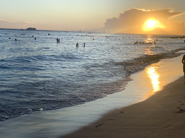 Serene Sunset Stroll on Royal-Moana Beach