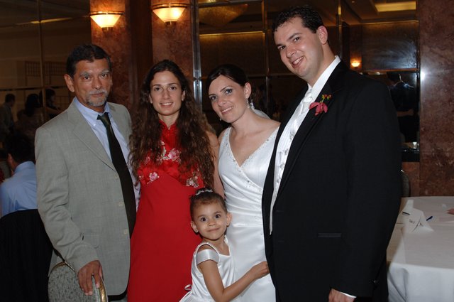 Wedding Reception Family Portrait with Flower Girl