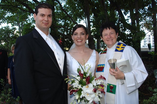 Joyful Outdoor Wedding Ceremony with Officiant