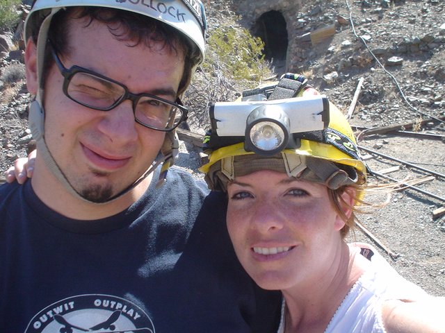 Adventurous Couple Selfie Outside Abandoned Mine Entrance