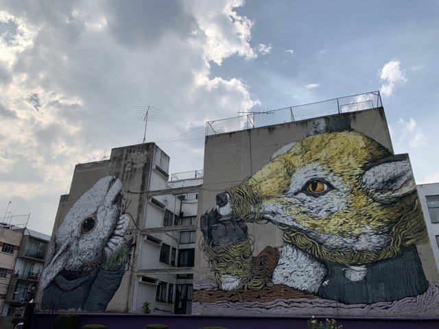 Wildlife Murals on Apartment Building
