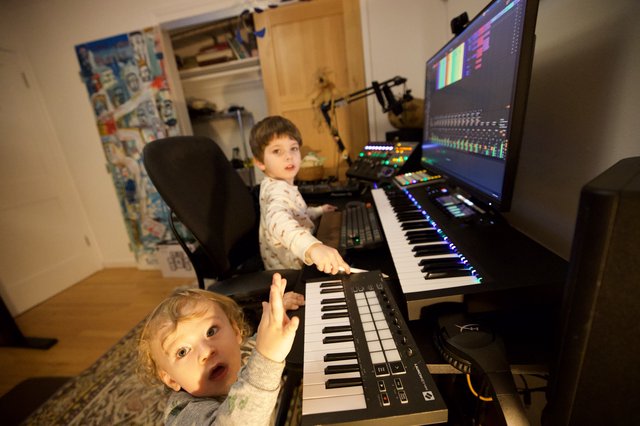 Young Musicians Creating Music in Home Studio