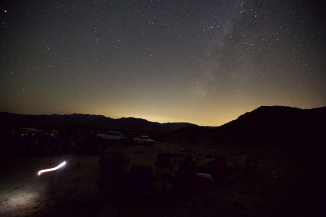 Campfire under the Starry Night Sky