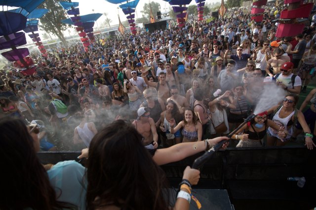 Smoke-filled Crowd at Coachella Music Festival