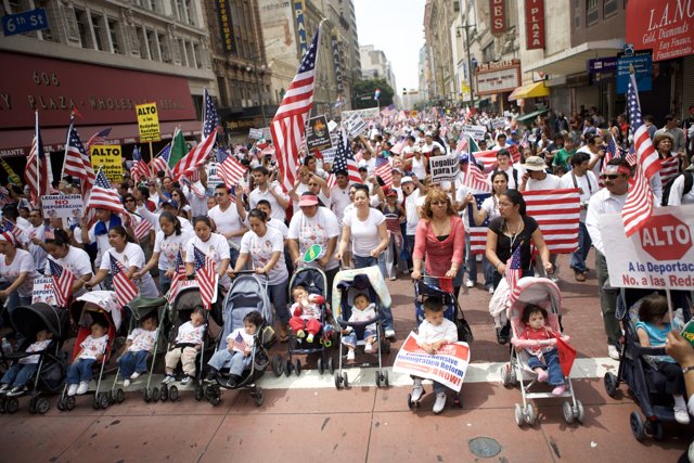 Great American Boycott Protesters March with Flags