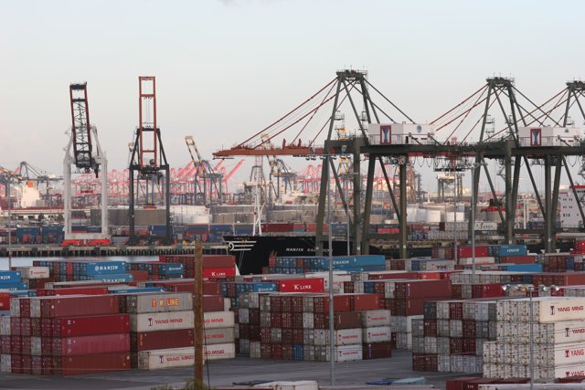 Towering Cargo Containers at the Waterfront