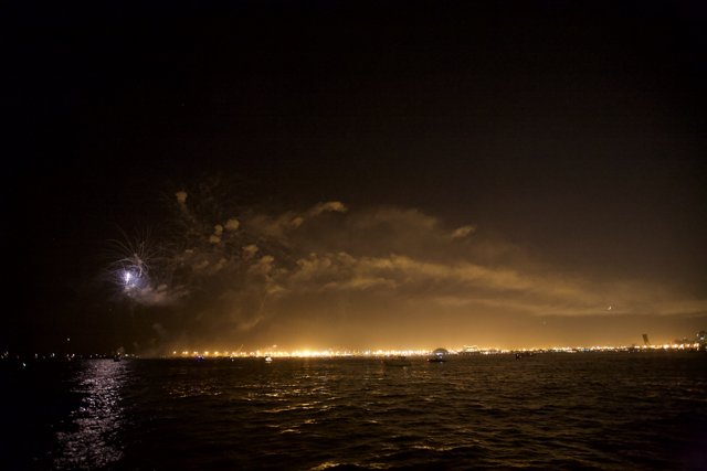 Spectacular Fireworks Display Over the Bay