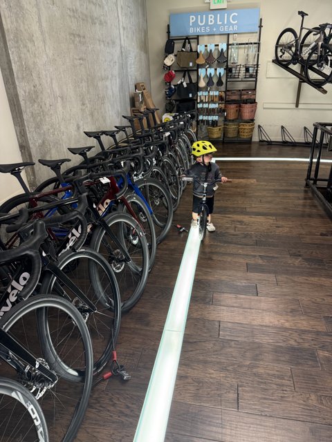 Little Adventurer in the Bike Store