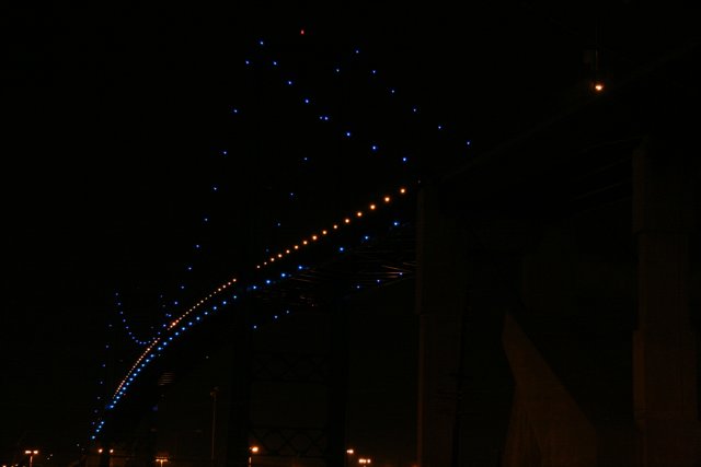 Illuminated Bridge at Night