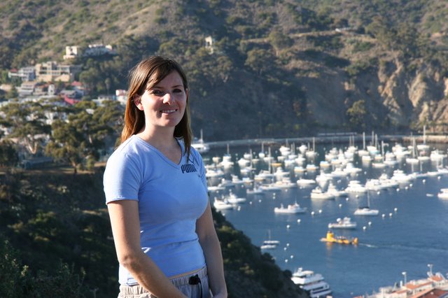 Woman Smiling Above Catalina Island Harbor Vista