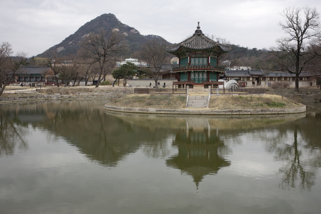 Serene Reflections: Korea's Pagoda by the Pond