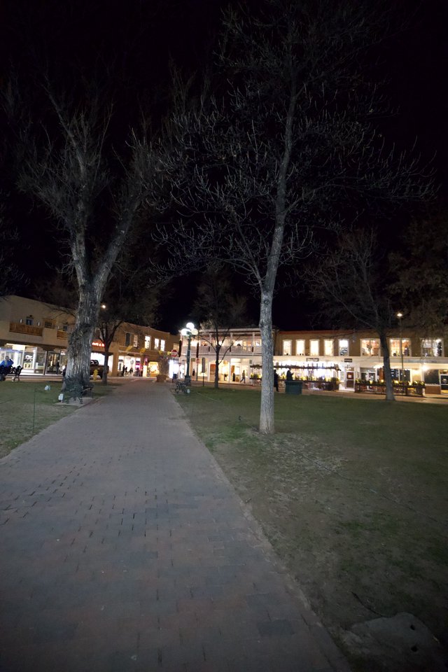 Santa Fe Plaza at Night in Winter