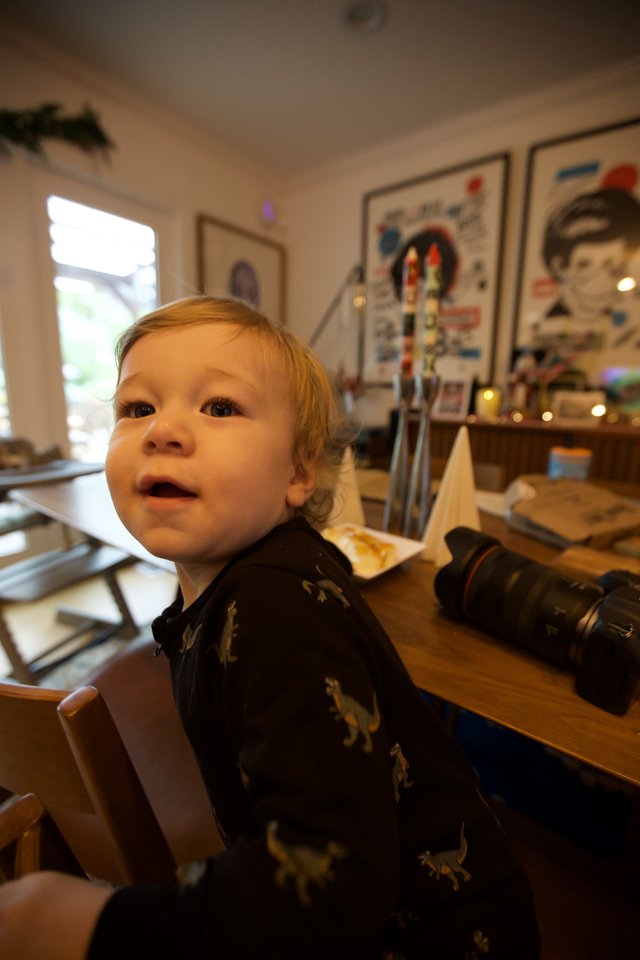 Curious Toddler at Holiday Dinner Table