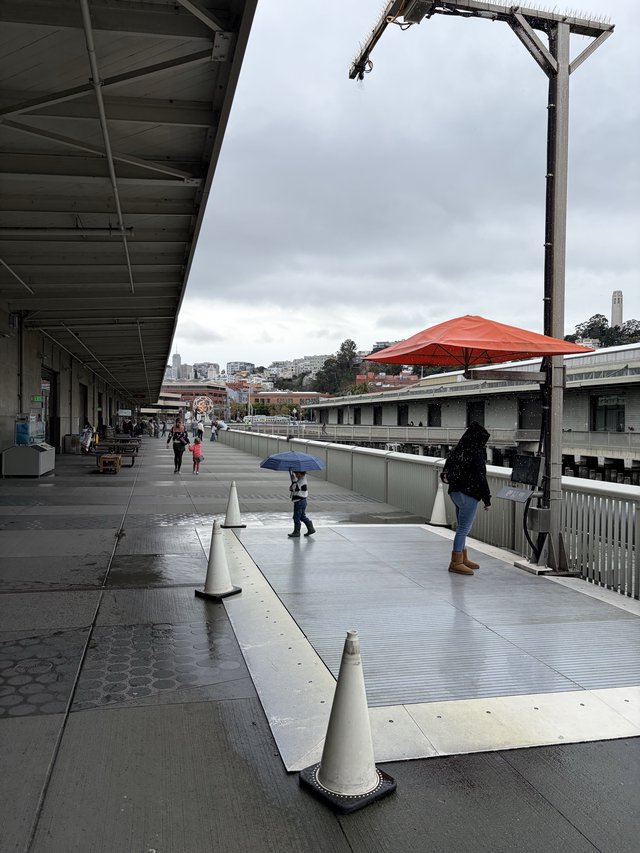 Rainy Day at San Francisco's Ferry Building Plaza