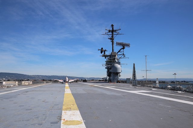 Flight Deck View of USS Hornet Aircraft Carrier