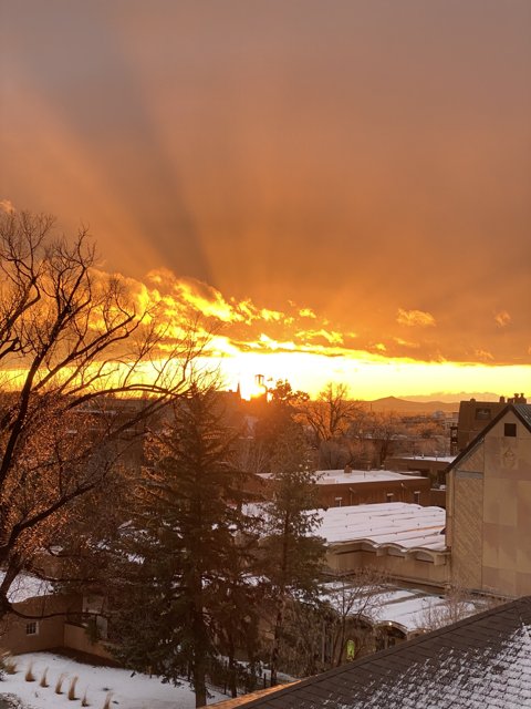 Stunning Sunset over Snowy Santa Fe