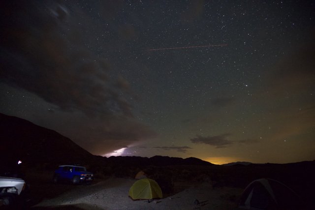 Lightning Strike at Desert Campsite
