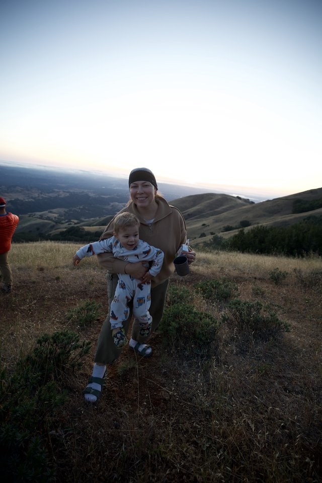 Mother and Toddler Laughing at Mount Diablo Sunrise