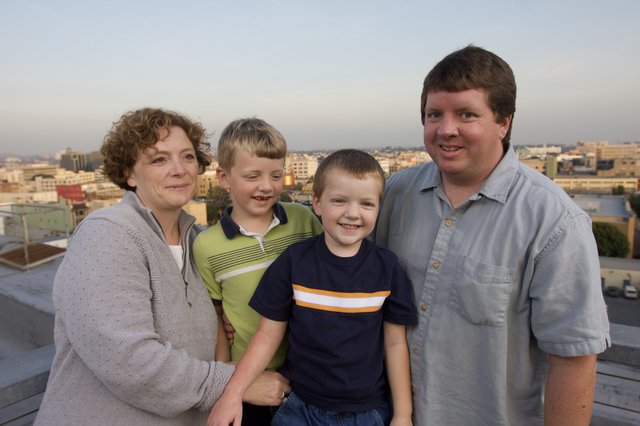 Family Portrait on Rooftop at Golden Hour