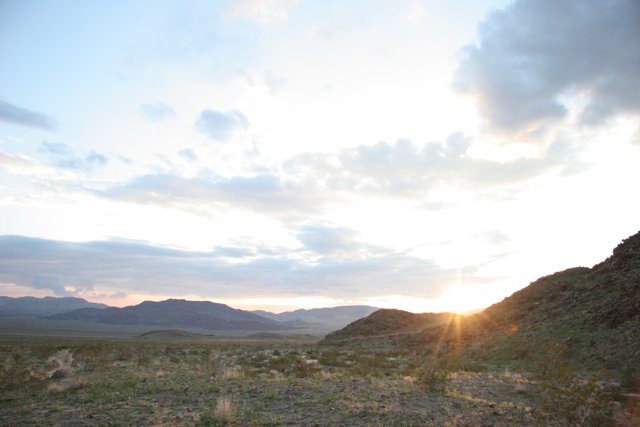 Desert Sunset with Mountain Range