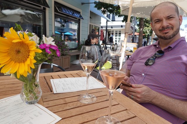 Outdoor Wine Tasting on Sunny Restaurant Patio