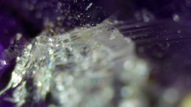 Crystalline Quartz Formation Inside Amethyst Geode Closeup