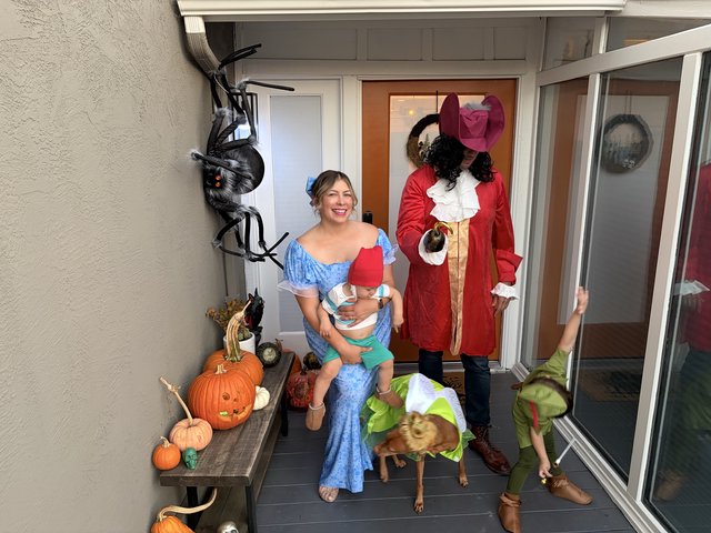 Halloween Front Porch Portrait with Alice and Captain Hook
