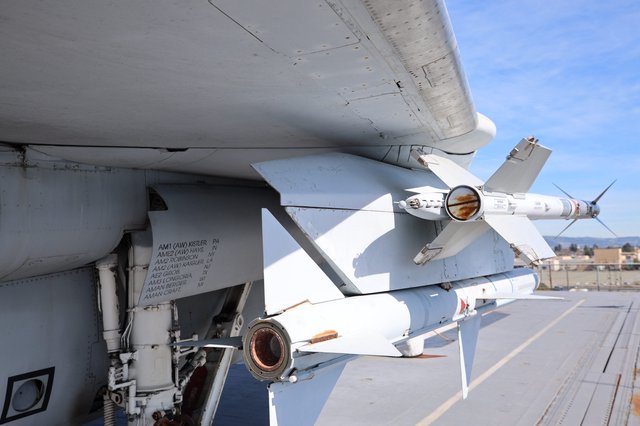 Air-to-Air Missiles on Military Fighter Aircraft Wing