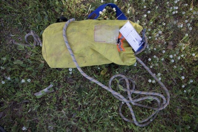 Yellow Bag with Rope and Tag