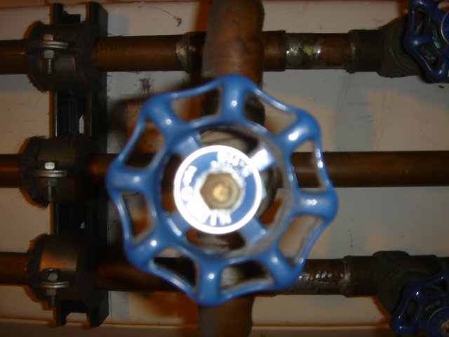 Blue Handled Valve in Close Up