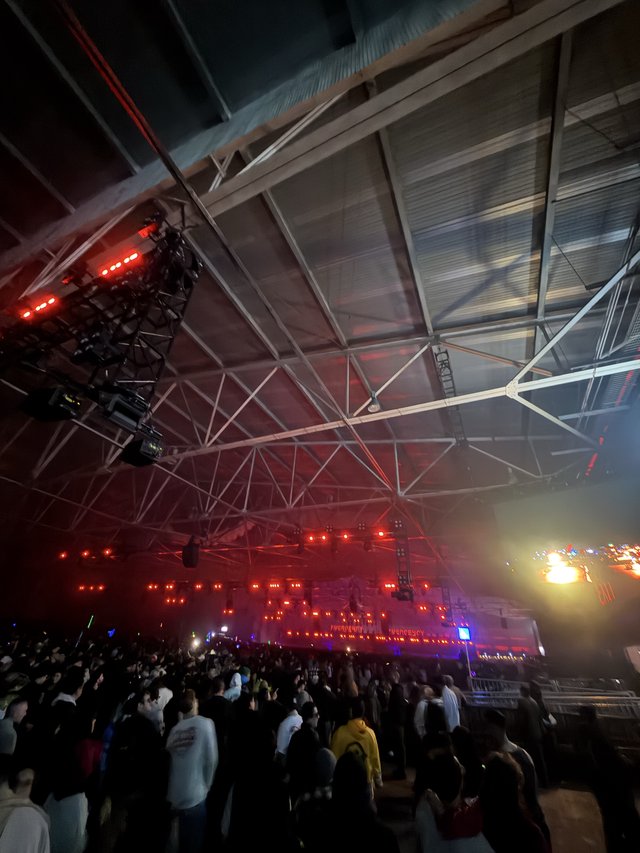 Red Stage Lights at Electronic Music Concert Venue