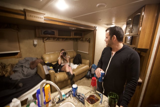 Relaxing in our RV at Coachella
