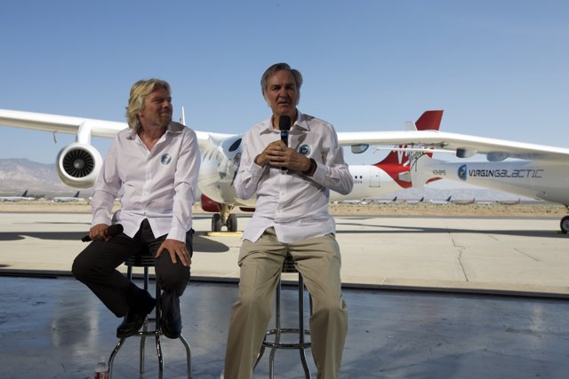 Richard Branson and Burt Rutan at the Airport with Virgin Galactic
