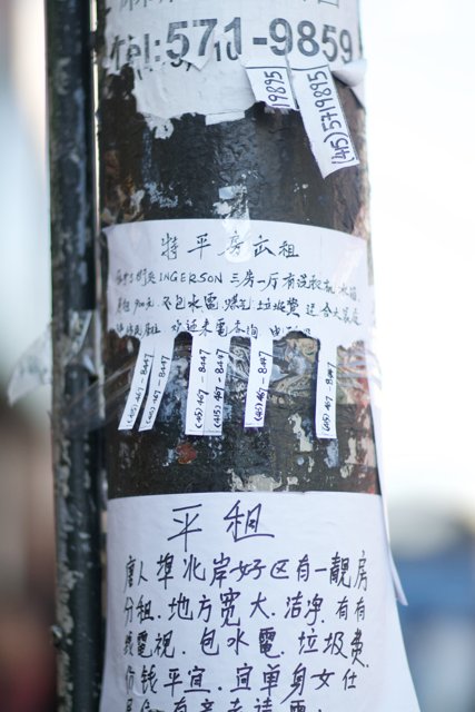 Chinese Calligraphy on a Pole