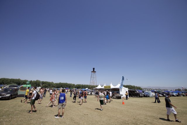 Crowd Walking on Airfield at Cochella Music Festival