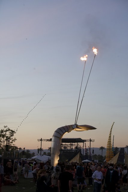 Flaming Sculpture at Coachella