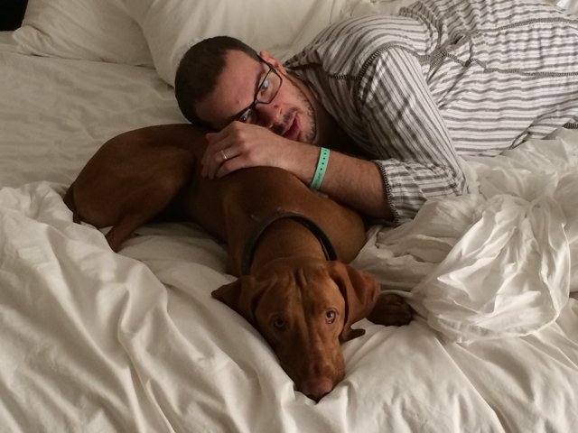 Resting with man's best friend