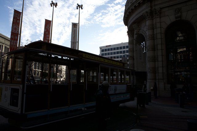 Trolley Car Parked in Urban Metropolis