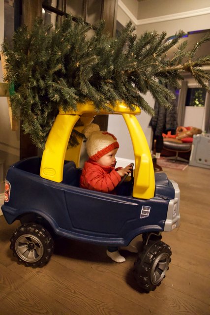 First Christmas Adventure in a Toy Car