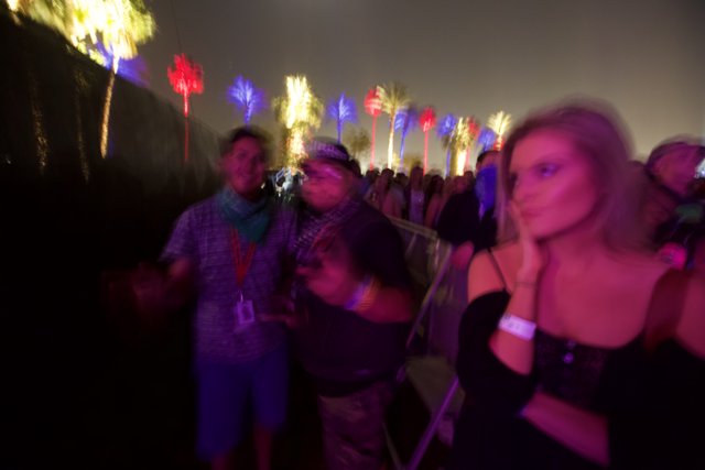 Blurry Nightlife at Coachella Music Festival