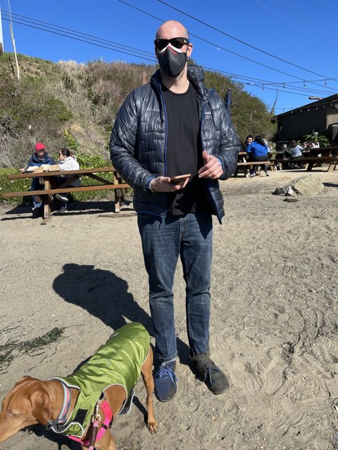 Masked Man on Bodega Beach
