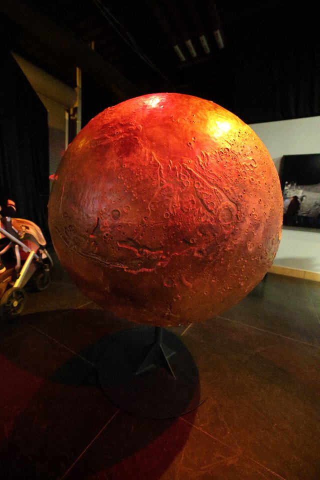 Illuminated Mars Globe Model at Space Center
