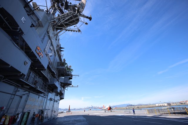 Aircraft Carrier Island and Flight Deck View