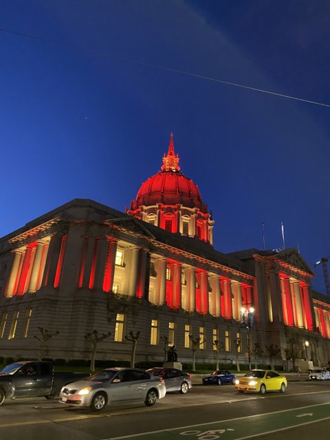 San Francisco City Hall Shines in Red